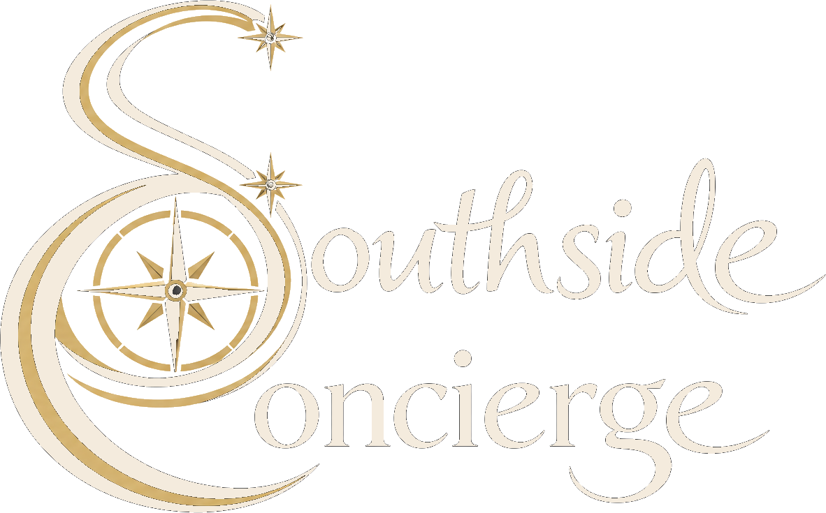 Southside Concierge logo: sweeping S and C surrounding a compass